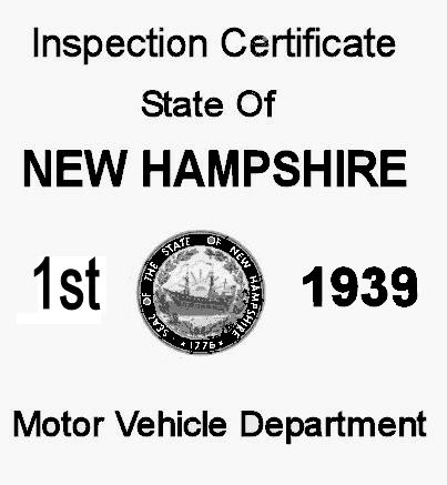 (image for) 1939 New Hampshire Inspection Sticker 1st
